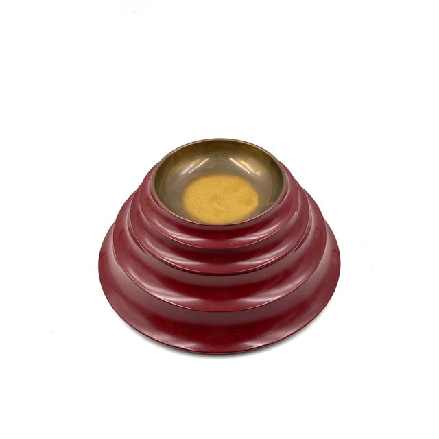 Metal 1970s Sculptural Pagoda Shaped Stacked Brass Trays / Vide Poche, Angelo Mangiarotti Italy - 4 Piece Set For Sale - Image 7 of 12