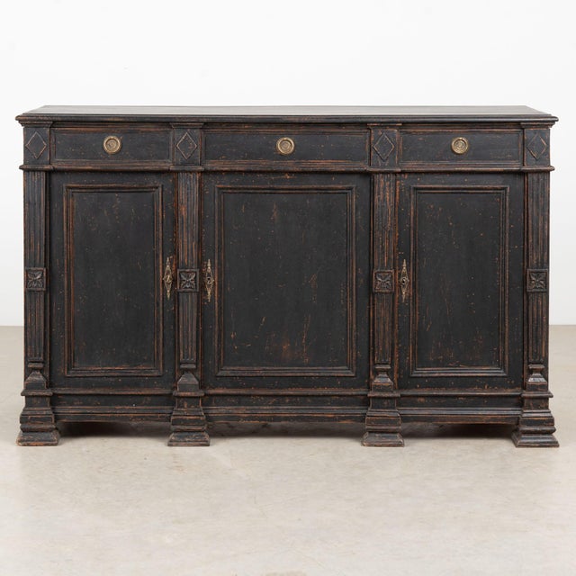 Gustavian (Swedish) 19th Century Swedish Black Painted Pine Sideboard Buffet For Sale - Image 3 of 18