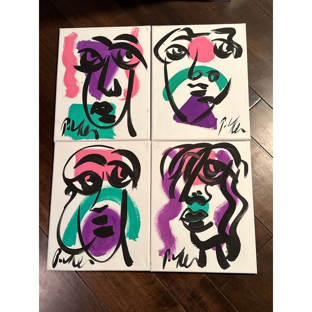 1970s Original Abstract Paintings set of 4 by Peter Keil. These great paintings were executed with oil on canvas and...