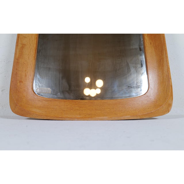 Wood Midcentury Modern Sculptural Wall Mirror in Oak and Crystal Glass, 1960s For Sale - Image 7 of 18