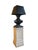 Wood Large French Hand Carved Table Lamps in Ebonsied Wood with Black Rustic Metal Shades, Set of 2 For Sale - Image 7 of 14