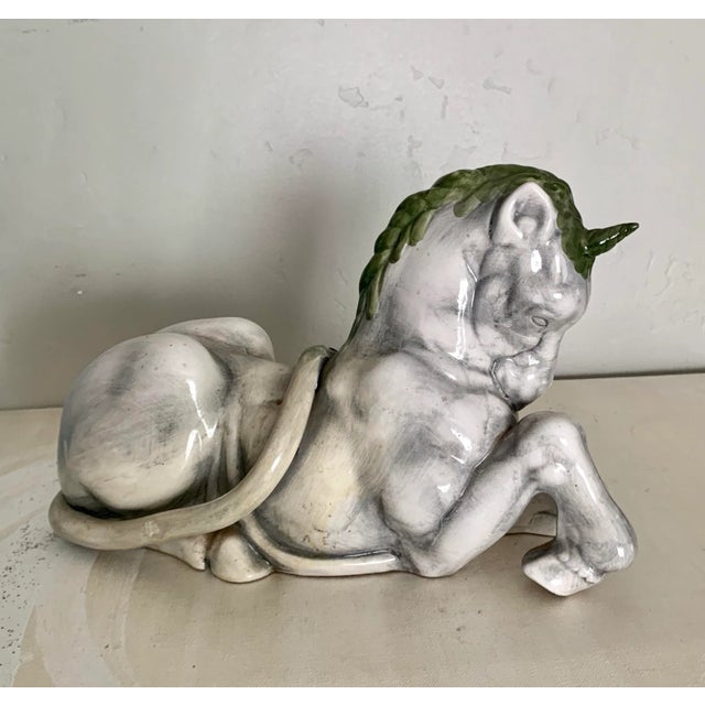 Ceramic Italian Hand Painted Studio Unicorn Figure For Sale - Image 7 of 7