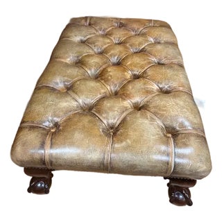 1960s Tufted Leather Ottoman For Sale