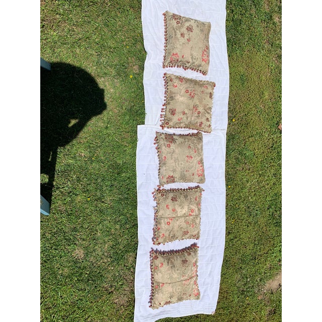 Textile Vintage Floral Classical Pillows- Set of 5 For Sale - Image 7 of 13
