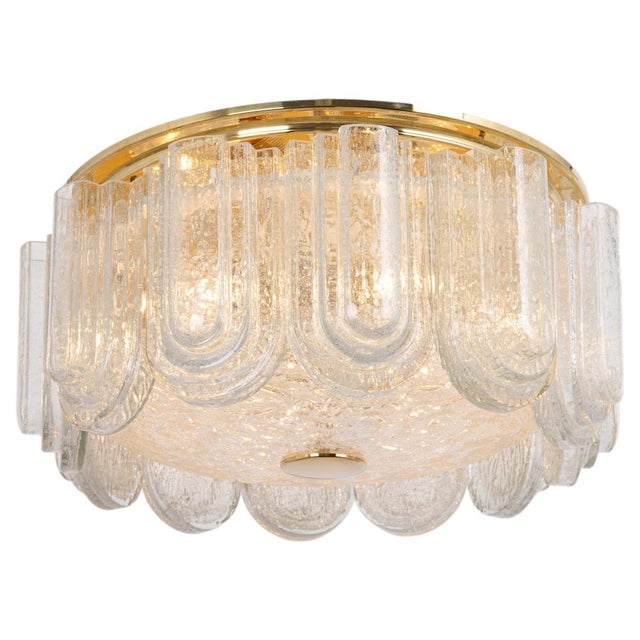 Large Brass Flushmount with Murano Glass Tubes attributed to Doria, Germany, 1960s For Sale - Image 14 of 14
