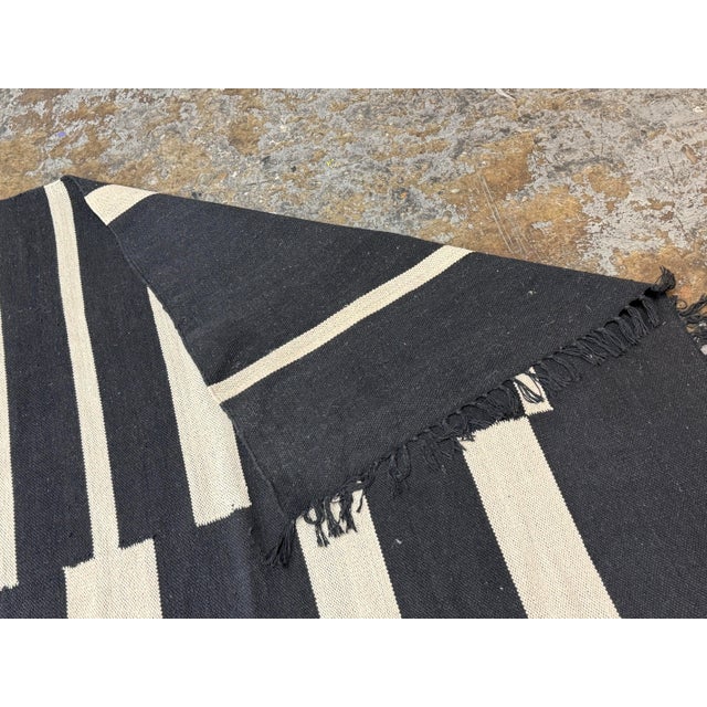 8ft 9in × 12ft 3in Four Hands Willow Offset Black Stripe Cotton Area Rug For Sale - Image 12 of 12
