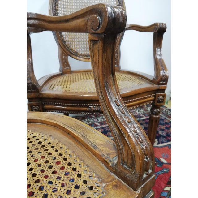 Louis XVI Armchairs in Vienna Straw and Walnut, 1800s, Set of 2 For Sale - Image 10 of 14