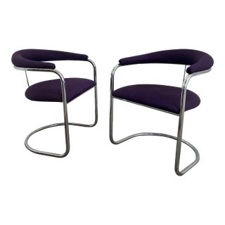 Pair of Mid-Century Modern Thonet Chrome Bent Tube Chairs For Sale