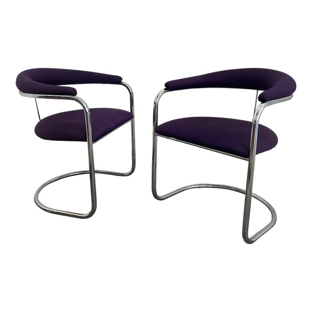 Pair of Mid-Century Modern Thonet Chrome Bent Tube Chairs For Sale