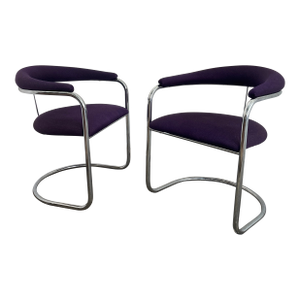 Pair of Mid-Century Modern Thonet Chrome Bent Tube Chairs