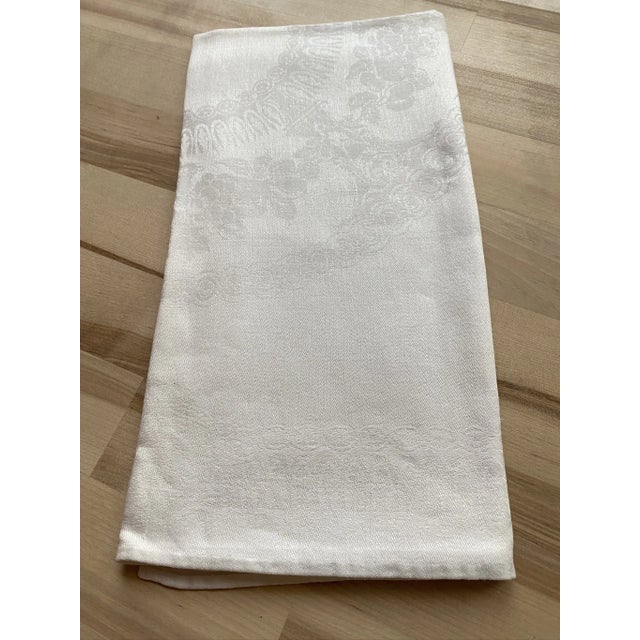 Textile Set of 8 Vintage Cotton Damask Napkins, Large For Sale - Image 7 of 11