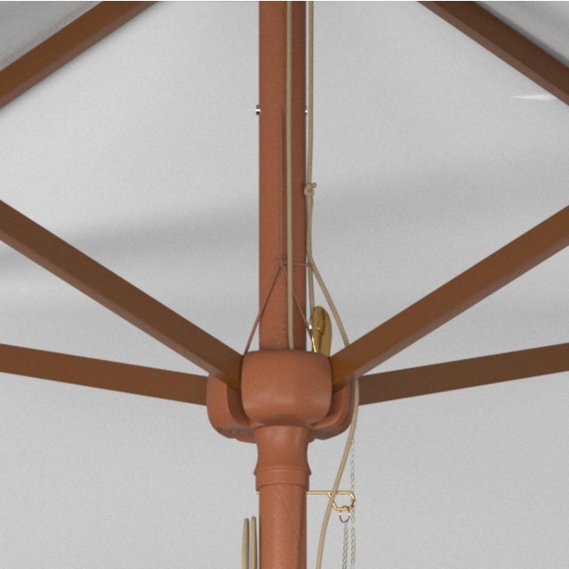 Traditional Velop 7.5Ft Squre Wooden Pulley Market Umbrella (No Tilt), Ivory For Sale - Image 3 of 4