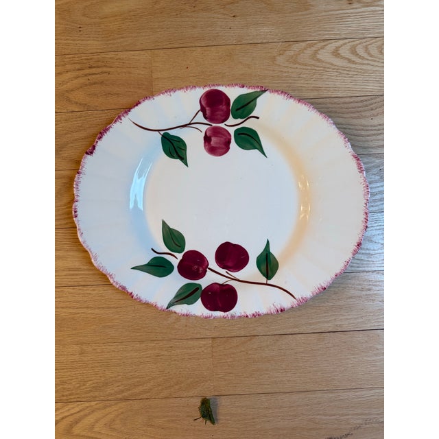 Ceramic Vintage Blue Ridge Pottery Crab Apple Large Serving Platter For Sale - Image 7 of 8