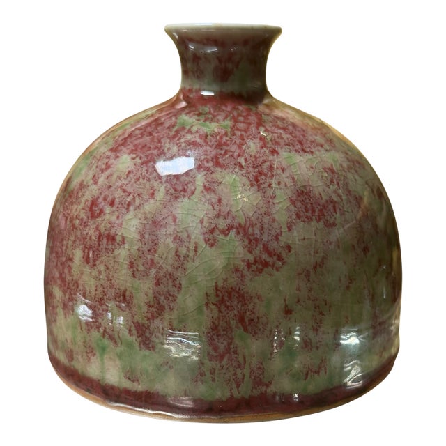 Antique Japanese Pottery Peach Blossom Vase For Sale