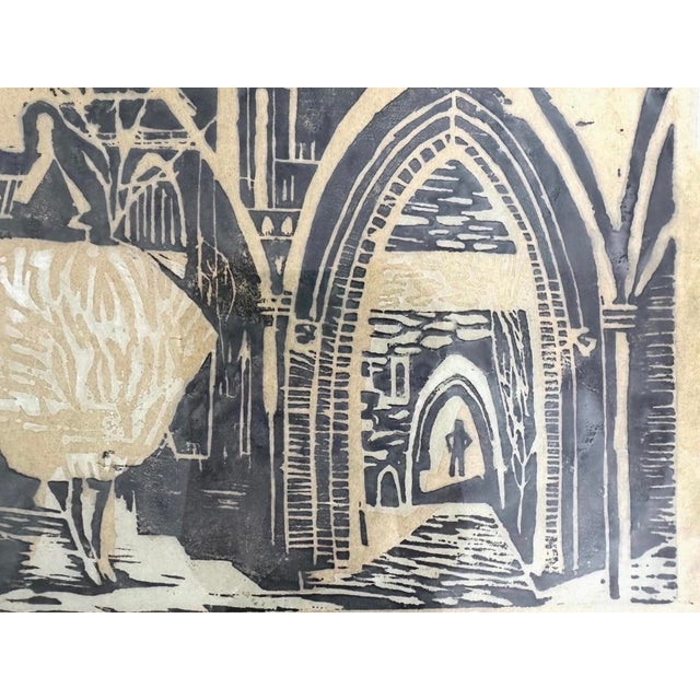 Here is a large framed Yvonne Burk woodblock print titled “Impressions of Princeton.” This piece is a limited edition 9...