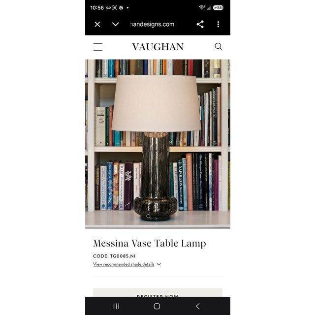 Metal Vaughan "Messina" Silvered Glass Table Lamp – Model tg0085.ni.us For Sale - Image 7 of 7