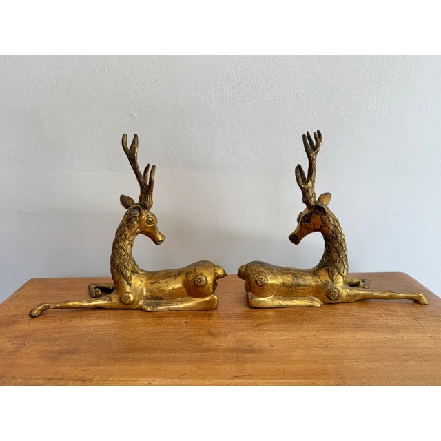 1980s Brass Reindeer Pair For Sale - Image 4 of 7