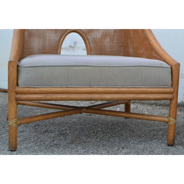 Wood Pair, Barbara Barry McGuire Mid-Century Modern Caned Lounge Chairs Refinished For Sale - Image 7 of 16