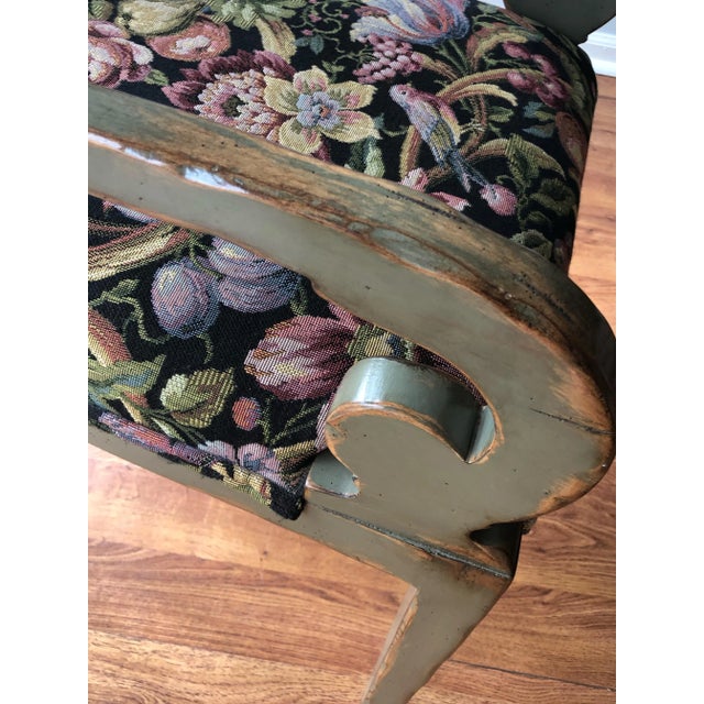 2000 - 2009 Custom Scroll-Back Upholstered Armchair by Woodland Furniture For Sale - Image 5 of 7