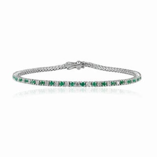 18k Gold Round Zambian Emerald Diamond Statement Tennis Bracelet for Women For Sale