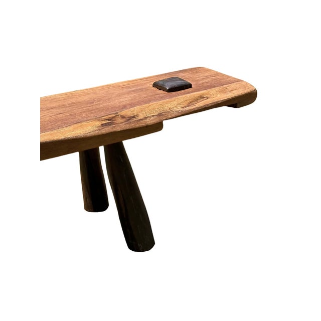 Wood Sculptural Teak Wood Long Bench Stunning Wood Textures, Modern Organic For Sale - Image 7 of 8