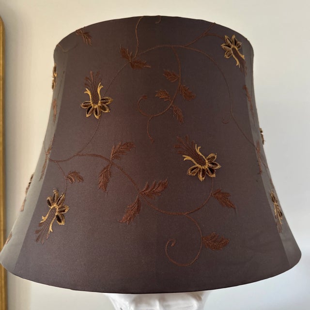 Late 20th Century Brown Lamp Shade With Raised Embroidery Chairish