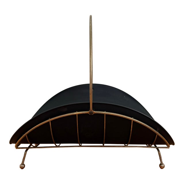 Midcentury Tole and Brass Footed Log Holder For Sale