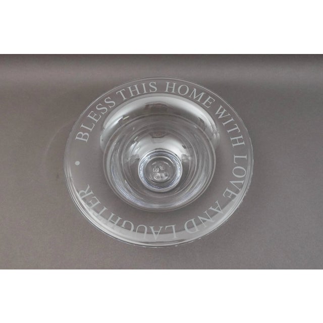 Simon Pearce Late 20th Century Simon Pearce Bless This Home With Love and Laughter Crystal Centerpiece Bowl For Sale - Image 4 of 8