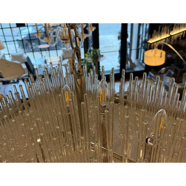 William Sonoma Metropolitan Linear Glass Rod Chandelier For Sale - Image 10 of 12