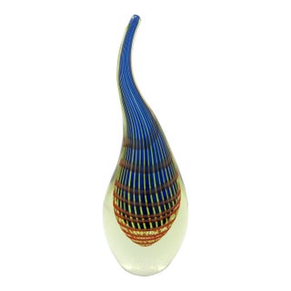 Red, White, & Blue Glass Teardrop Sculpture For Sale