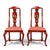 This is a lovely pair of 1950s Venetian red chinoiserie side chairs with Queen Anne styling. The frames are hand painted,...