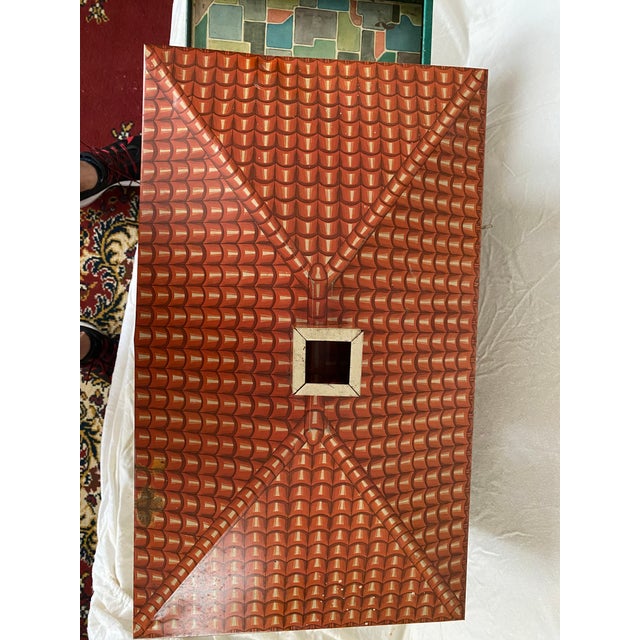 White Vintage 1950's T. Cohn Tin Litho Metal Retro Two Story Dollhouse For Sale - Image 8 of 13