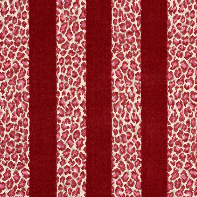Contemporary Schumacher X Timothy Corrigan Guepard Stripe Velvet Fabric in Red For Sale - Image 3 of 3