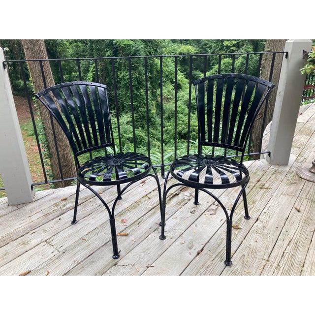francois carre petite garden chairs/ set of 4 tres tres petite. sunburst pinwheel design, almost 100 years old measuring...