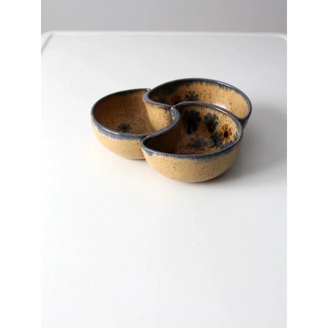 Tan Vintage Studio Pottery Divided Bowl For Sale - Image 8 of 11