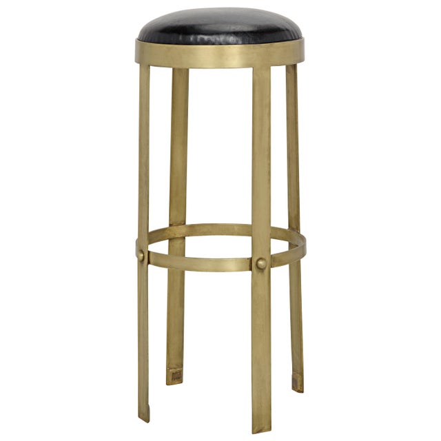 Contemporary NOIR Prince Bar Stool with Leather in Brass Finish For Sale - Image 3 of 3