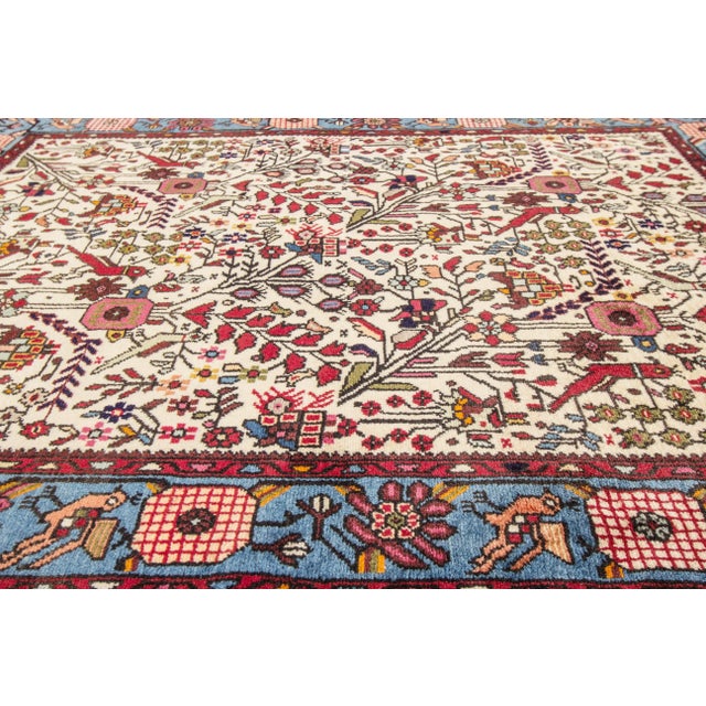 Ivory Vintage Persian Hamadan Wool Rug For Sale - Image 4 of 6