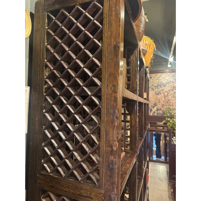 Wood Antique Chinese Elm Lattice Bookcase Cabinet, 19th Century – Scholar’s Display Cabinet For Sale - Image 7 of 7