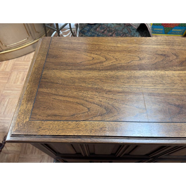 1966 Lane Mediterranean Cedar Chest With Drawer | Raised Panel Pecan Blanket Chest | Aroma-Tite Hope Chest For Sale - Image 9 of 12