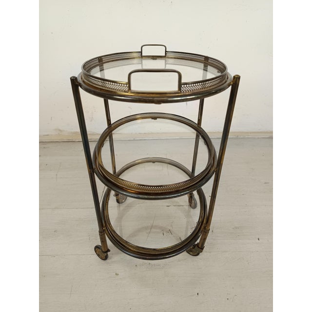 1950s Vintage Gold Brass Trolley, 1950s For Sale - Image 5 of 16