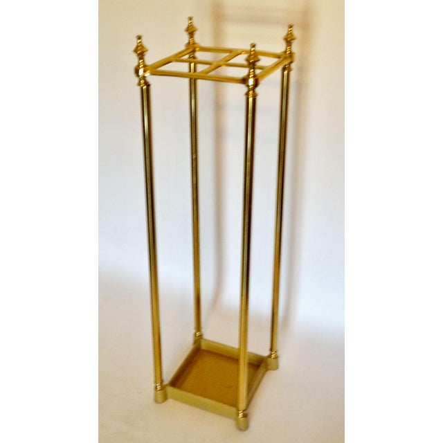 Brass & Iron Square Umbrella Stand For Sale - Image 6 of 10