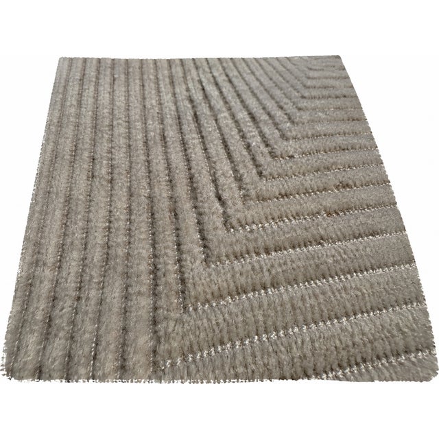 Rh Ellipse Wool Rug – 10' × 14' Cream | Hand-Knotted | Sculptural High-Low Texture For Sale - Image 14 of 18