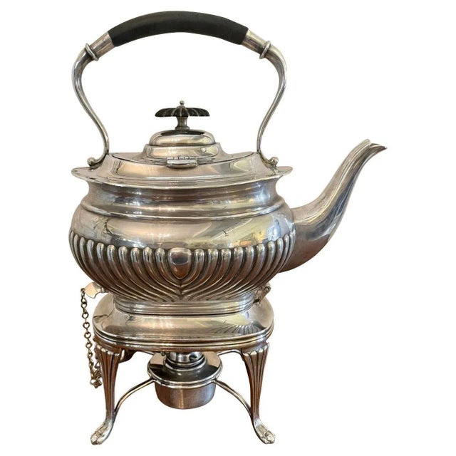 Antique Edwardian Silver Plated Spirit Kettle on Stand For Sale - Image 10 of 10