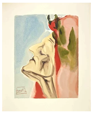 Salvador Dali, Doubting Dante, Woodcut, 1963
