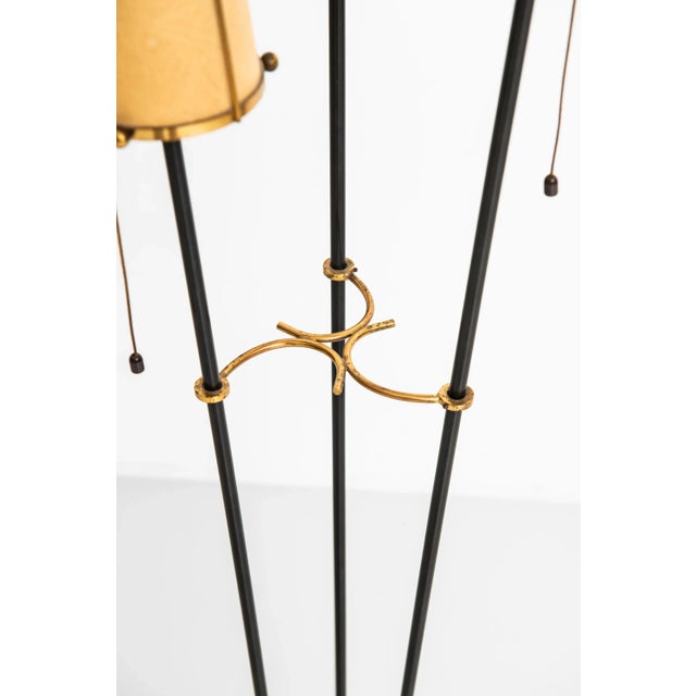 Black Swedish 3 Light Floor Lamp, 1950s For Sale - Image 8 of 10