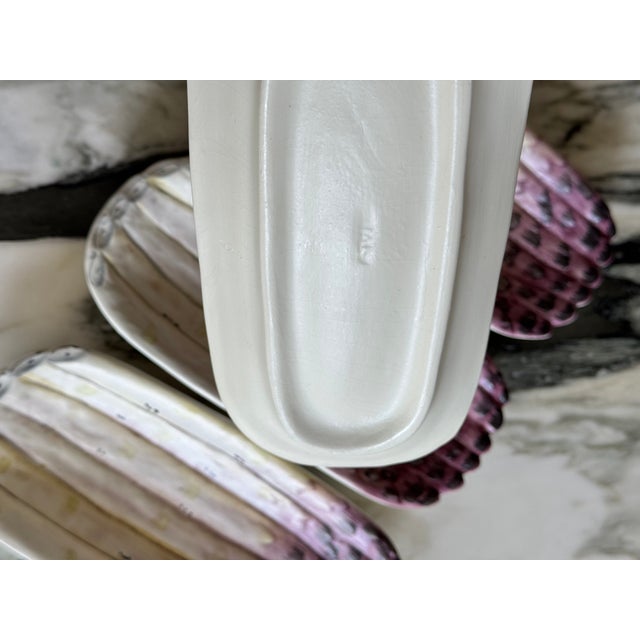 Contemporary Made in Italy Asparagus Plates - Set of 4 For Sale - Image 3 of 8