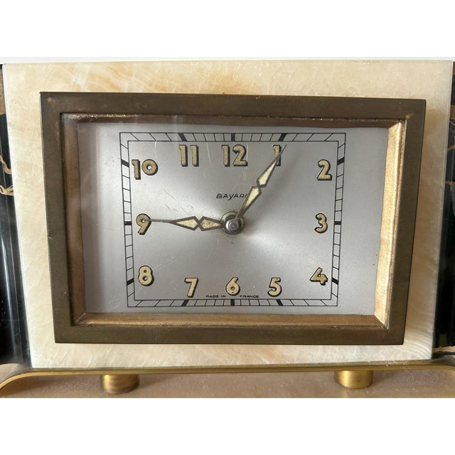 Art Deco Marble Table Clock from Bayard, France, 1930s For Sale - Image 3 of 10