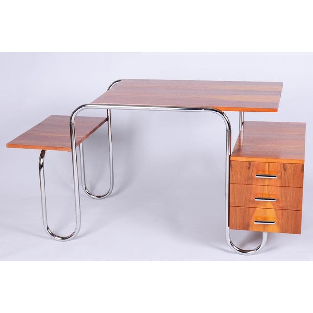 This desk was designed by French modernist architect André Lurcat Catalog model: PS 8 Professionally cleaned chrome and...