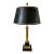 Vintage Chapman Style Neoclassical Brass & Black Marble Table Lamp W/Shade For Sale