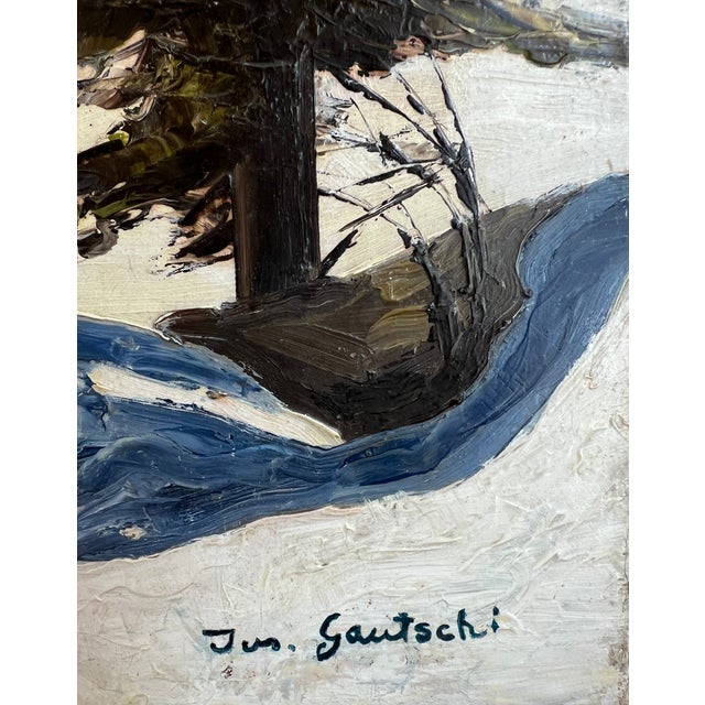 Modern Joseph Gautschi, Montagne enneigée, Suisse, Oil on Canvas For Sale - Image 3 of 10
